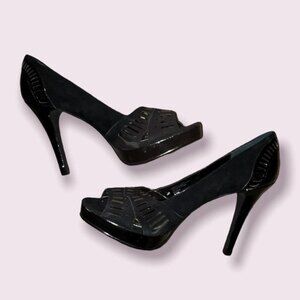 Alfani Spitfire Stilleto Heels Peep Toe Black Pumps Stilletos Womens Size 8.5
